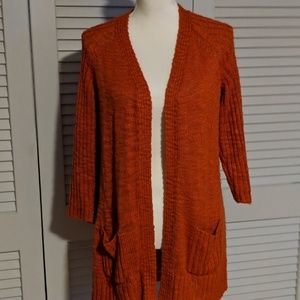 Chico's Orange Open Front Cardigan Size 1
